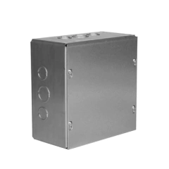 RACO Caja Extra Grande 6" x 6" x 4"/ Profundidad 4"/Entradas Laterales-Finales 2 Entradas de 1/2"- 3/4", 1 Entrada de 3/4" - 1". MOD: HUB-SC-0606-04G