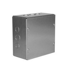 RACO Caja Extra Grande 8" x 8" x 4"/ Profundidad 4"/Entradas Laterales-Finales 2 Entradas de 1/2"- 3/4" y 1 Entrada de 3/4" - 1". MOD: HUB-SC-0808-04G