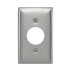 HUBBELL Placa para Receptáculo Sencillo de 15 y 20 A de Entrada Recta y para Receptáculo de 15 A de Media Vuelta/ 1.4" (35.56 mm) / Acero Inoxidable. MOD: HUB-SS7