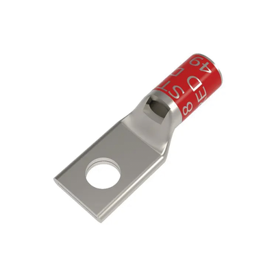 HUBBELL Zapata Terminal de Compresión BURNDY Cañón Corto para Tornillo de 3/8" y Calibre 8 AWG. MOD: HUB-YA8CL3-BOX