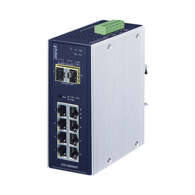 PLANET Switch Industrial Administrable Capa 2, 8 Puertos 10/100/1000T, 2 Puertos SFP 1G / 2.5 G BASE X MOD: IGS-10020MT