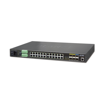 PLANET Switch Industrial Administrable Capa 2, 24 Puertos Gigabit, 4 Puertos Combo Gigabit SFP, 2 SFP+ 10G, Soporta Temperaturas de -40 a 75ºC MOD: IGS-5225-20T4C2X