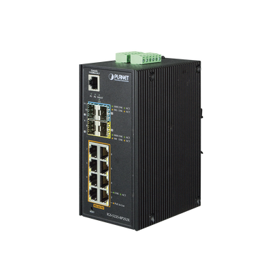 PLANET Switch Industrial Administrable 8 puertos 10/100/1000 T 802.3at PoE + 2 Puertos 100/1000X SFP + 2 puertos 10G SFP+ MOD: IGS-5225-8P2S2X