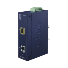 PLANET Convertidor de Medios Industrial Administrable, Puerto Ethernet 10/100/1000 BASE-T a Puerto SFP 100/1000X MOD: IGT-905A