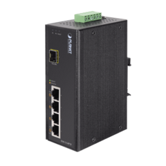 PLANET Switch industrial, Temperatura de Operación: -40 a 75ºC, 4 puertos PoE 10/100 + 1 Puerto 100Base-FX MOD: ISW-514PTF