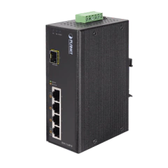 PLANET Switch industrial, Temperatura de Operación: -40 a 75ºC, 4 puertos PoE 10/100 + 1 Puerto 100Base-FX MOD: ISW-514PTF