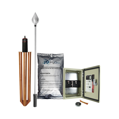 TOTAL GROUND Kit de Pararrayo con Punta en Acero Inoxidable con Diámetro de Protección de 160 metros. MOD: KDA-01