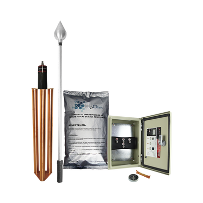 TOTAL GROUND Kit de Pararrayo con Punta en Aluminio con Diámetro de Protección de 160 metros. MOD: KDA-01-ALU