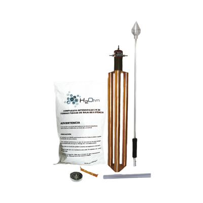 TOTAL GROUND Punta Pararrayos para 80 m de Diámetro de Protección con Electrodo y Mejorador de Terreno. MOD: KDA-LU