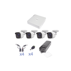EPCOM KIT TurboHD 1080 Lite / DVR 4 Canales / 4 Cámaras Bala (exterior 2.8 mm) / Transceptores / Conectores / Fuente de Poder Profesional MOD: KESTXLT4BW