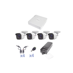 EPCOM KIT TurboHD 1080 Lite / DVR 4 Canales / 4 Cámaras Bala (exterior 2.8 mm) / Transceptores / Conectores / Fuente de Poder Profesional MOD: KESTXLT4BW