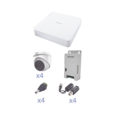 EPCOM KIT TurboHD con Audio 1080p / DVR 4 Canales / 4 Cámaras Domo (exterior 2.8 mm) / Transceptores / Conectores / Fuente de Poder / AUDIO POR COAXITRON MOD: KEVTX8T4EG/A