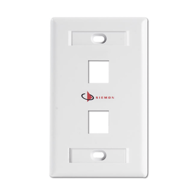 SIEMON Placa de pared Keystone de 2 salidas, color blanco, para Jacks Keystone Z-MAX y MAX MOD: KFP-S-02-02S