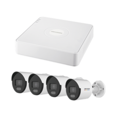 HIKVISION KIT IP 1080p / NVR de 4 Canales / 4 Cámaras IP Bala ColorVu MOD: KIPCV2M/4B