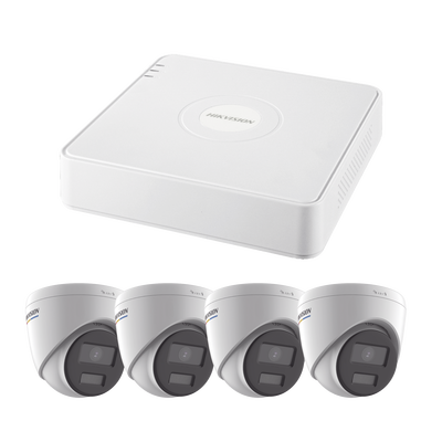 HIKVISION KIT IP 1080p / NVR de 4 Canales / 4 Cámaras IP Turret ColorVu MOD: KIPCV2M/4T