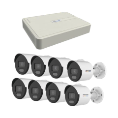 HiLook by HIKVISION KIT IP 1080p / NVR de 8 Canales / 8 Cámaras IP Bala ColorVu MOD: KIPCV2M/8B