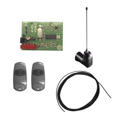 CAME Kit Receptor inalámbrico con antena / Hasta 45M en linea de vista / INCLUYE dos controles y 3 metros de cable RG58 para la antena MOD: KIT-CME-WL
