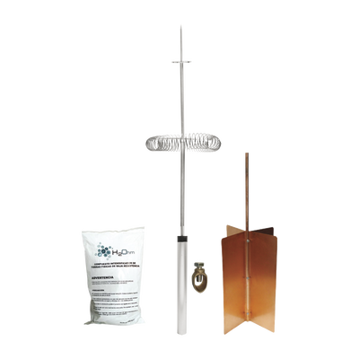 TOTAL GROUND Kit Básico de Pararrayo con Punta Dipolo y Electrodo Tipo Rehilete. Instalación en Poste o Torre. MOD: KIT-DIPOLO-BASIC