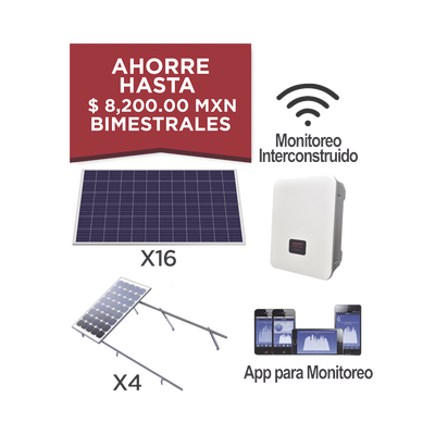 SYSCOM Kit solar para interconexión de 5 KW de potencia, 220 Vca con inversor cadena y paneles policristalinos. MOD: KITEPCOM5K330