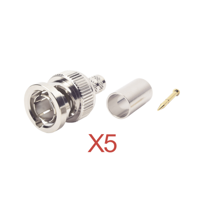 RF INDUSTRIES,LTD Kit de 5 Conectores BNC Macho RFB-1707-D de Anillo Plegable / RG-59, 75 Ohm. MOD: KIT-RFB-1707-D5