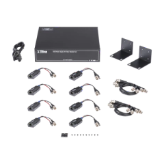 EPCOM TITANIUM Kit de TRANSCEPTOR ACTIVO DE 8 CANALES / VIDEO+PODER en un solo Cable UTP / 150 metros en 4K, 200 metros en 5 MP/ Envía 36 Vcc y Recibe 12 Vcc / TODO INCLUIDO PARA RACK / Compatible con cámaras HD-TVI/CVI/AHD/CVBS / INSTALACIÓN LIMPIA MOD: KITTT8PVTURBOX