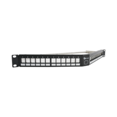 SIEMON Patch Panel UTP Keystone de 24 puertos Modular (vacío), Angulado, 1UR, compatible con Jacks Keystone UTP Z-MAX® y MAX® MOD: KPNL-A1-24-01S