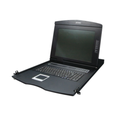 PLANET Switch KVM con Monitor de 17"con Teclado y Trackpad para Rack de 1U de Cuatro Postes, 8 Puertos VGA Para Acceder y Controlar Hasta 8 Computadoras Desde una Sola Consola MOD: KVM-210-08M