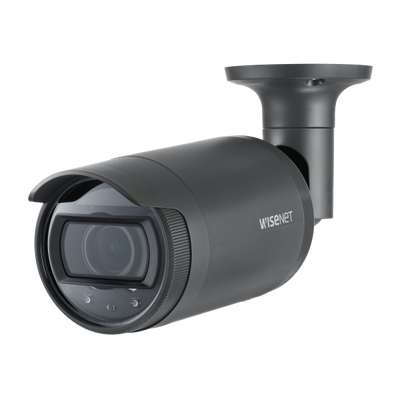 Hanwha Techwin Wisenet Cámara IP Tipo Bala Exterior 2 Megapíxel / Lente Varifocal 3.2 - 10mm / IR 30M / WDR 120db / IP66 MOD: LNO-6072R