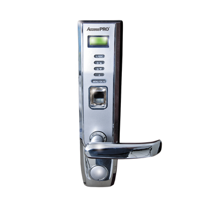 AccessPRO Chapa Derecha Cromada con Lector de Huella, Proximidad y Teclado MOD: LOCKPRO-5CD