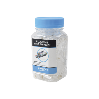 LINKEDPRO BY EPCOM Bote con 100 Plugs Pass through RJ45 Cat6 sin blindaje, chapado de oro a 50 micras para durabilidad extrema MOD: LP6PPT