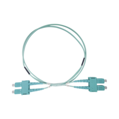 LINKEDPRO BY EPCOM Jumper de Fibra Óptica Multimodo OM3 50/125 SC-SC OFNR (Riser), 2.0 mm, Dúplex, Aqua, 3 metros MOD: LP-FOM3-SCSC-R03