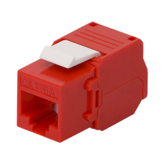 LINKEDPRO BY EPCOM Módulo Jack Keystone Cat6A (toolless), con terminación en ángulo 180 º Color Rojo, Compatible con Faceplate y Patchpanel Linkedpro MOD: LP-KJ-6A-TTRD