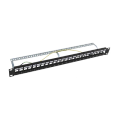 LINKEDPRO BY EPCOM Patch panel modular Blindado (STP) de 24 puertos, con barra para organizar cable MOD: LP-PP-23-STP-BK-24P