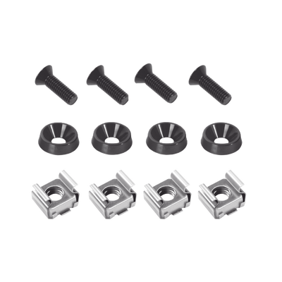 LINKEDPRO BY EPCOM Juego de 4 Tornillos con 4 Arandelas y 4 Tuercas Enjauladas para Rack LINKED PRO. MOD: LP-TAT-4