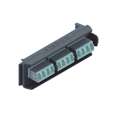 SIEMON Placa Acopladora LightVerse, 6 Conectores Dúplex LC/UPC "Shuttered", Acepta hasta 12 fibras Multimodo 0M3 y OM4 LVA12-LSQ-BC-A