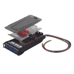 SIEMON Cassette para empalme (Fusión) LightVerse, Hasta 24 fibras, Conectores LC/UPC "Shuttered", para fibra Monomodo, 900um, 1 metro MOD: LVS24-LSUARAB1A