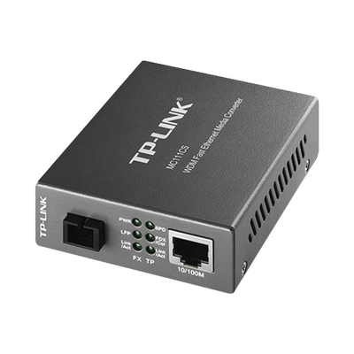 TP-LINK Convertidor Multimedia VDM Monomodo, 1 puerto RJ45 10/100, 1 puerto SC/UPC, hasta 20KM, Para su funcionamiento requiere el modelo MC112CS MOD: MC111CS