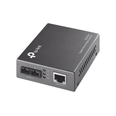 TP-LINK Convertidor Multimedia Multi-modo, 1 puerto RJ45 1000 Mbps, conector de fibra SC, hasta 500 M MOD: MC200CM