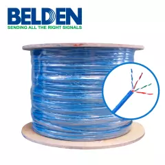 BELDEN CABLE UTP CAT6 BELDEN 2412 0065000 FORRO PVC AZUL CMR 4 PARES 350 MHZ CALIBRE 23 AWG 100% COBRE USO INTERIOR ESPECIAL PARA INSTALACIONES CCTV, VIDEO, DATOS, REDES ETHERNET CERTIFICABLE 5000 PIES 1524 METROS 2412 0065000
