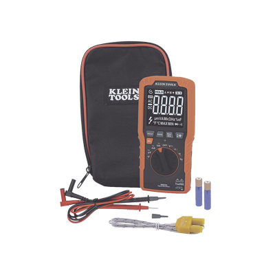 KLEIN TOOLS Multímetro Digital Esbelto de Rango Automático con TRMS 600V y Medición de Temperatura MM450