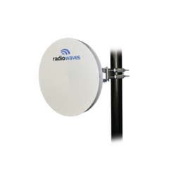 RADIOWAVES Antena Direccional, Dimensiones (3 ft), Ganancia 38 dBi, 10.7-11.7 GHz, Conector circular directo a B11 de Mimosa, Montaje y radomo incluido. MOD: MMS3-11V