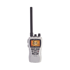 COBRA Radio portátil marino, flotante y sumergible con función de eliminación de agua de la bocina mediante vibración, potencia de RF de 6 Watts. MOD: MRHH350WFLT