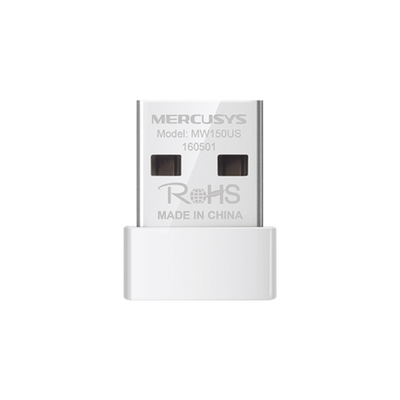 Mercusys Adaptador inalámbrico N USB 2.0 de 150 Mbps 2.4 GHz con 1 antena interna MW150US