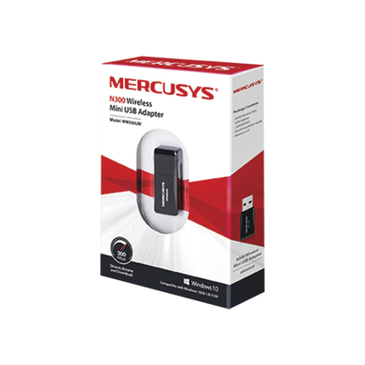 Mercusys Adaptador inalámbrico N USB 2.0 de 300 Mbps 2.4 GHz, 2T2R con 2 antenas internas MOD: MW300UM
