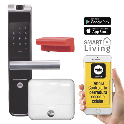 YALE-ASSA ABLOY Kit de Hub con Cerradura con manija YMF40A: Código, Biometria y apertura SMARTPHONE en cualquier parte el Mundo MOD: MX89367