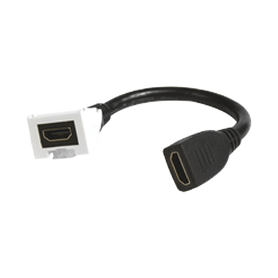 SIEMON Adaptador HDMI con Pigtail Hembra-Hembra, Para vídeo 720, 1080p, 4K UHD Compatible con Faceplates MAX Siemon de 2 salidas, Color Blanco MOD: MX-HD2.0-02