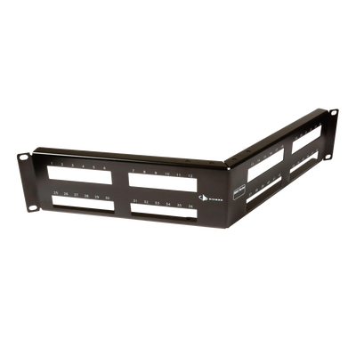 SIEMON Patch Panel MAX Modular (vacío), de 48 Puertos, Angulado, 2UR MOD: MX-PNLA-48