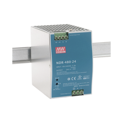 MEANWELL Fuente de Poder Industrial de 480W, salida 24 Vcc, para montaje en Riel Din MOD: NDR48024