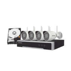 HIKVISION Kit IP Inalámbrico 4 Megapixel / NVR 4 Canales / 4 Cámaras Bala para Exterior / 1 HDD de 1 TB / Modo Repetidor MOD: NK44W0H-1T(WD)(D)
