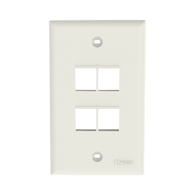 PANDUIT Placa de Pared Vertical, Salida Para 4 Puertos Keystone, Color Blanco Mate MOD: NK4FNIW